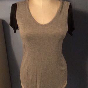 Grey and black leather top